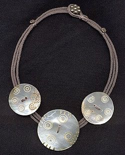 Katie Singer's Jewelry - Pakistani abalone button necklace