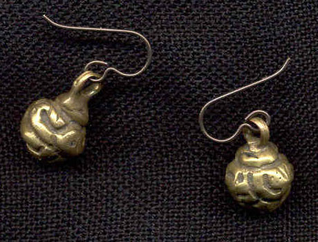 Katie Singer's Jewelry - bronze bead earrings detail 