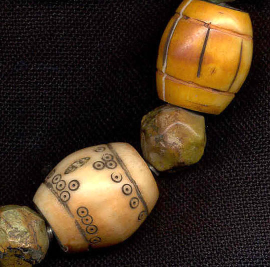 Katie Singer's Jewelry - tea stained bead necklace detail 
